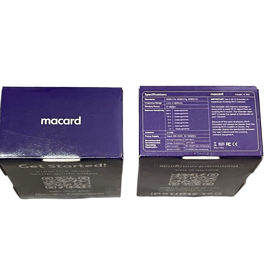 NIB Lot Of 2 Macard N300 Wireless 300Mbps Ethernet Dual Band WiFi Range Extender - Picture 6 of 8
